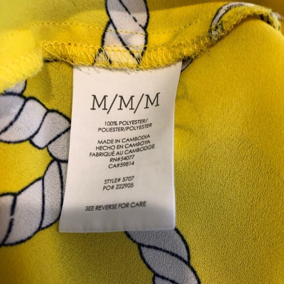Cabi yellow and white anchor rope print tie front top size Medium #5707 - Picture 9 of 15